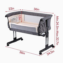 Load image into Gallery viewer, Mika Micky Bedside Sleeper Easy Folding Portable Crib,Grey
