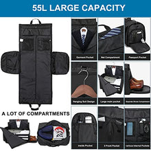 Load image into Gallery viewer, Carry On Garment Bags for Travel Large Suit Bags for Men Convertible Garment Duffle Bag for Men Women with Shoes Compartment Weekender Duffel Bag 2 in 1 Hanging Dress Suitcase Suit Travel Bags,Black
