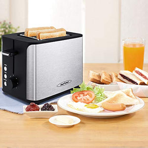Toaster 2 Slice, Stainless Steel Bread Toaster, Extra Wide Slot Toaster with Bagel Gluten-Free Cancel Function 6-Shade Setting, Black