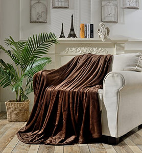 Grand Linen Full/Queen Size Dark Brown Cozy-Flannel Thermal Blanket - Snuggle in These Super Warm Bed Blanket. Easy Care and Extra Soft Fabric