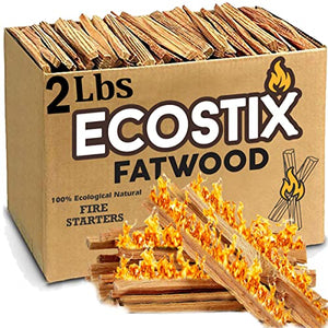 EasyGoProducts Eco-Stix Fatwood Fire Starter Kindling Firewood Sticks – 100% Organic – Firestarter for Wood Stoves, Fireplaces, Campfires, Bonfires, 02 Pounds, 02 Lbs