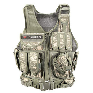 YAKEDA Tactical Vest Outdoor Ultra-Light Breathable Combat Training Vest Adjustable for Adults (ACU Camou)