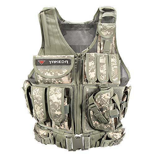 YAKEDA Tactical Vest Outdoor Ultra-Light Breathable Combat Training Vest Adjustable for Adults (ACU Camou)