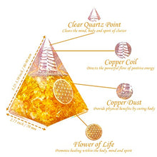 Load image into Gallery viewer, Orgone Pyramid | Citrine Orgonite Pyramid for Wisdom, Wealth &amp; Success | Healing Crystal Gemstone Pyramid | Orgone Pyramid Crystal - Handmade In India
