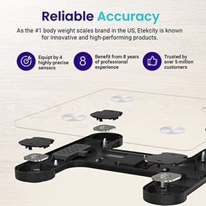 Etekcity Scales for Body Weight, Bathroom Digital Weight and Body Fat Scale for BMI, Rechargeable Smart Bluetooth Body Composition Analyzer, Sync Data with Other Fitness Apps Black 11.8x11.8 Inch