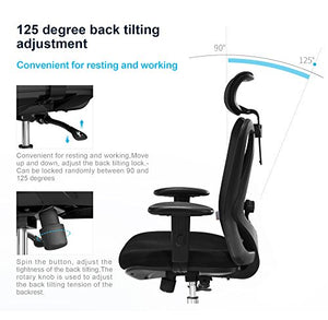 Sihoo Ergonomics Office Chair Computer Chair Desk Chair, Adjustable Headrests Chair Backrest and Armrest's Mesh Chair (Black)