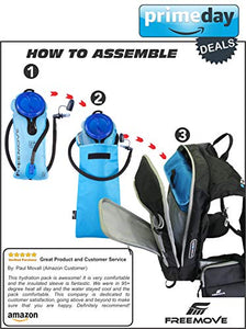FREEMOVE Hydration Pack Backpack with 2 Liter Water Bladder and Cooler Bag, Lightweight, Fully Adjustable, Leakproof Multiple Pockets Camel Pack Gear for Hiking, Running, Cycling