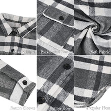 Load image into Gallery viewer, FCSONU Women&#39;s Flannel Plaid Shirts Long Sleeve Shacket Jacket Button Down Winter Coats with Pockets Green

