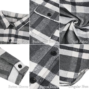 FCSONU Women's Flannel Plaid Shirts Long Sleeve Shacket Jacket Button Down Winter Coats with Pockets Green