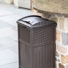 Load image into Gallery viewer, Suncast 33 Gallon Hideaway Can Resin Outdoor Trash with Lid Use in Backyard, Deck, or Patio, 33-Gallon, Brown
