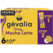Load image into Gallery viewer, Gevalia Frothy 2-Step Mocha Latte Espresso Keurig K-Cup® Coffee Pods &amp; Froth Packets Kit (6 ct Box)
