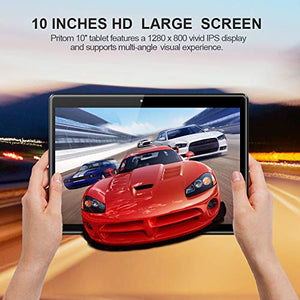 Android Tablet Pritom 10 inch Android 9.0 OS Tablet, 2GB RAM, 32GB ROM, Quad Core Processor, HD IPS Screen, 2.0 Front + 8.0 MP Rear Camera, Wi-Fi, Bluetooth - Tablet PC(Black)