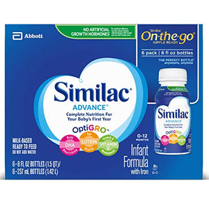 Similac Advance Infant Formula with Iron, Baby Formula, Ready to Feed, 8 fl oz (Pack of 24)