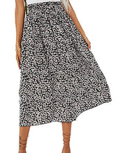 Load image into Gallery viewer, Naggoo High Waist Skirts for Women Women's Floral Print Midi Skirt with Pockets(Black Floral,S)
