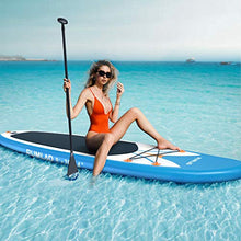 Load image into Gallery viewer, Rumlad Inflatable Stand Up Paddle Board 4 Inches Thick with One-Way Sup Dedicated Pump&amp;Backpack,Adjustable Special Pulp,Simple Foot Rope,Waterproof Cell Phone Bag,Youth &amp; Adult,Blue
