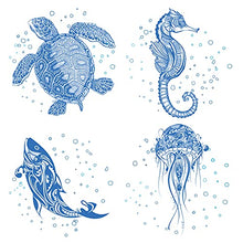 Load image into Gallery viewer, GORGECRAFT 4PCS Sea Animal Window Decals Static Sea Turtles Glass Sliding Door Sticker Clings Waterproof Vinyl Film Ocean Bedroom Bathroom Decals for Prevent Stop Birds Dogs Pets Strikes
