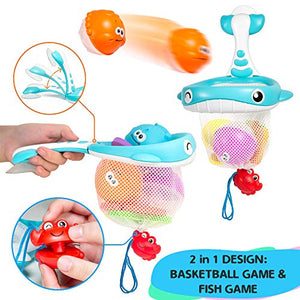 Comfylife Baby Bath Toy Organizer - Bath Toy Storage for Shower - Bathtub Toy Organizer Includes Foam Bath Toys (Numbers & Letters & Squirty Toys) + Extra Net That Doubles as a Toy