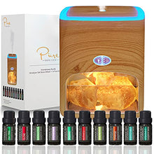 Load image into Gallery viewer, Himalayan Pink Salt Diffuser &amp; 10 Essential Oils – 2-in-1 Therapeutic Device - Aromatherapy &amp; Ionic Himalayan Salt Therapy – 400ml Ultrasonic Vaporizer and Ionizer with Ambient Glow

