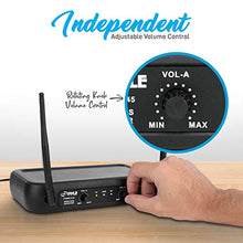 Load image into Gallery viewer, Pyle Dual Channel Wireless Microphone System - VHF Fixed Dual Frequency Wireless Mic Receiver Set with 2 Lavalier, 2 Headset Mics, 2 Transmitter, Receiver - For PA, Karaoke, Dj Party - Pyle PDWM2145
