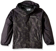 Load image into Gallery viewer, Columbia Youth Fast and Curious II Rain Jacket,Black Texture,Medium

