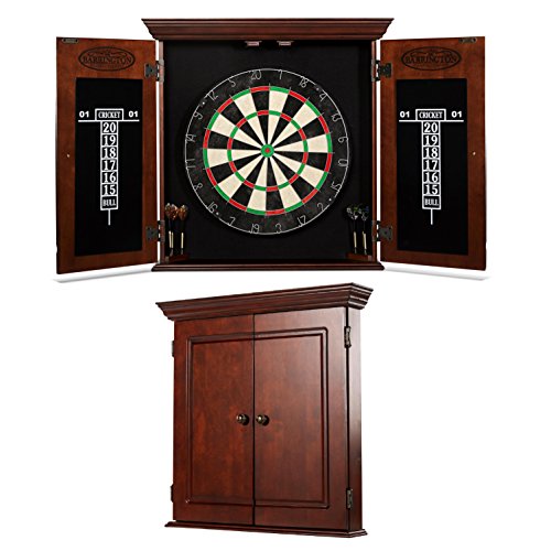 Load image into Gallery viewer, BARRINGTON BILLIARDS COMPANY Bristle Dartboard Cabinet Set: Professional Hanging Classic Sisal Dartboard with Self Healing Bristles and Accessories