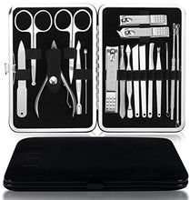 Load image into Gallery viewer, ENTT 18 Piece Manicure Pedicure Set &amp; Grooming Kit - Gift for Men, Women, Wife, Husband, Teen, Seniors, Parents – Carbon Steel Tools - Premium Travel Case &amp; Professional Nail Clippers – Black Case

