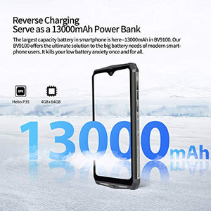 13000mAh Rugged Phone, Blackview BV9100 4GB+64GB Dual SIM Rugged Cell Phones Unlocked, IP68 Waterproof Smartphone, Android 9.0 Pie 6.3" Screen NFC Face Unlocked AT&T T-Mobile Blackview Cell Phones