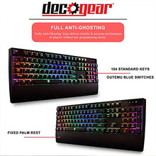 Load image into Gallery viewer, Deco Gear Mechanical Gaming Keyboard, Anti-Ghosting, Ergonomic Fixed Palm Rest, Full Customizable RGB Backlit, Carbon Fiber Design, Outemu Blue Switch, Wired, Black
