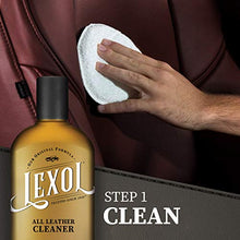 Load image into Gallery viewer, Lexol Leather Conditioner and Leather Cleaner Kit, Use on Car Leather, Furniture, Shoes, Bags, and Accessories, Trusted Leather Care Since 1933, 8 oz Bottles, Includes Two Application Sponges, Black.
