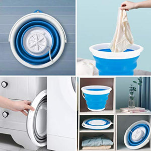 Mini Washing Machine, Formemory Portable Folding Bucket Turbo Ultrasonic Washing Machine Personal Travel Washing Machine with Remote Control for Lazy Magic Laundry Machine（Blue）