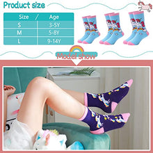 Load image into Gallery viewer, Kids Girls Cotton Socks Gift Soft Novelty Socks Cute Unicorn Pattern 6 Pairs (Animal Unicorn A, 5-8 Y)
