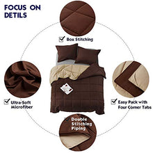 Load image into Gallery viewer, HIG 3pc Down Alternative Comforter Set - All Season Reversible Comforter with Two Shams - Quilted Duvet Insert with Corner Tabs -Box Stitched –Hypoallergenic, Soft, Fluffy (King/Cal King, Chocolate)
