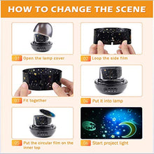 Load image into Gallery viewer, CWH&amp;WEN 2 in 1 LED Starry &amp; Undersea Projector Lamp, Rotating Night Light 8 Colors Mode LED Laser Night Lights Gift for Kids Children Living/Bedroom,Black

