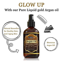 Load image into Gallery viewer, VoilaVe USDA and ECOCERT Pure Organic Moroccan Argan Oil for Skin, Nails &amp; Hair Growth, Anti-Aging Face Moisturizer, Cold Pressed, Hair Moisturizer, Rich in Vitamin E &amp; Carotenes, 4 fl oz
