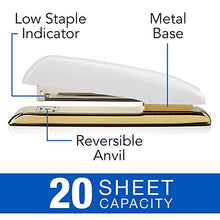 Load image into Gallery viewer, Swingline Stapler, Desktop Stapler, 20 Sheet Capacity, White/Gold (64701)

