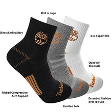 Load image into Gallery viewer, Timberland Men's 3-Pack Yellow Boot Shortie Half Cushioned Quarter Socks, Multi, Medium

