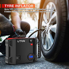 Load image into Gallery viewer, Portable Jump Starter with Air Compressor, UTRAI Jstar5 150 PSI 2000A 24000mAh(8L Gas 7.5L Diesel Engine) 12V Battery Jump Pack with Emergency Light LCD Screen USB QC3.0 for Cars, Trucks, SUV
