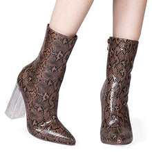 Load image into Gallery viewer, AIIT Women's Chunky High Heel Ankle Boot Shoe Brown Size9
