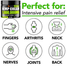Load image into Gallery viewer, Natural Hemp Cream - 1,000,000 - Made in USA - Relieves Inflammation Muscle, Muscle, Joint, Back, Knee- High Strength Hemp Oil Extract with MSM - Arnica - Turmeric - 4 fl. Oz
