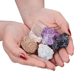 CXD-GEM Mineral Rock Crystals Gift Box Gemstone Healing Energy Stone Collection - Irregular Shape Stone Specimen(Set B)