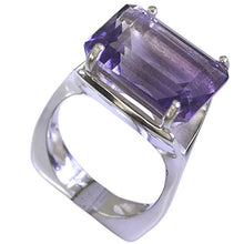 Load image into Gallery viewer, 55Carat Natural Amethyst Ring for Men Sterling Silver February Birthstone Rectangle Prong Size 5,6,7,8,9,10,11,12
