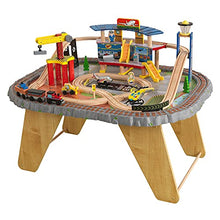 Load image into Gallery viewer, KidKraft Transportation Station Wooden Train Set and Table with Airport, Helicopter, 58 Pieces Included, Gift for Ages 3+
