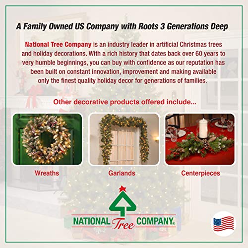 Load image into Gallery viewer, National Tree Company 'Feel Real' Pre-lit Artificial Christmas Urn Filler | Flocked with Mixed Decorations and Pre-strung LED Lights with Stand | Colonial - 18 Inch