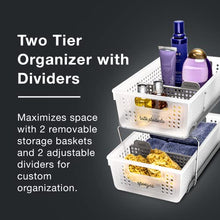 Load image into Gallery viewer, madesmart 2-Tier Organizer, Multi-Purpose Slide-Out Storage Baskets with Handles and Dividers, Frost

