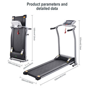 Folding Treadmill, Electric Running Machine with LCD Monitor Motorized Walking Running Machine Equipment for Home Gym (Silver)