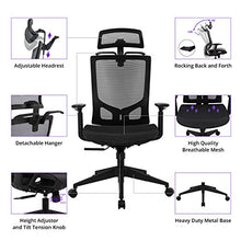 Load image into Gallery viewer, Statesville Ergonomic Mesh Office Chair - High Back Adjustable Backrest Armrest Headrest Computer Desk Chair with Coat Hanger, Black
