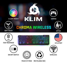 Load image into Gallery viewer, KLIM Chroma Rechargeable Wireless Gaming Keyboard + Slim, Durable, Ergonomic, Quiet, Waterproof, Silent Keys + Backlit Wireless Keyboard for PC PS4 Xbox One Mac + Teclado Gamer + New 2022 Version
