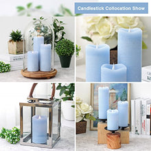 Load image into Gallery viewer, SIMPLUX Moving Flame Led Timer Battery Operated Pillar Real Wax Flameless Candle, 3x7 inches, Blue
