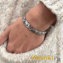 Load image into Gallery viewer, MagnetRX® Women's Ultra Strength Magnetic Therapy Bracelet - Arthritis Pain Relief &amp; Carpal Tunnel Titanium Magnetic Bracelets for Women - Adjustable Length with Sizing Tool (Silver)
