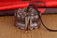 Load image into Gallery viewer, COAI Wolf Tooth Amulet Tiger Eye Genuine Stones Pendant Necklace Adjustable Cord
